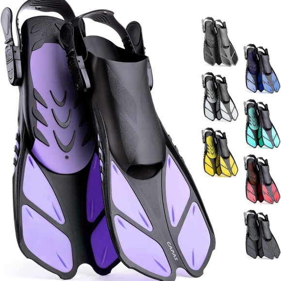 CAPAS Snorkel Fins, Swim Fins Travel Size Short Adjustable for Snorkeling Diving - Picture 1 of 6